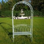 Garden Bench - Pistachio Green Metal - Arch Style