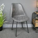 Dining Chair - Set of 2 - Dark Grey Faux Leather