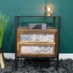 Bedside Cabinet - 2 Drawer - Fir Wood and Metal