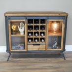 Wine Cabinet - Fir Wood and Metal - 2 Door