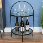Side Table - Black Metal and Glass - Round