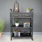 Hall Table - 2 Drawer - Black Distressed - Metal & Wood