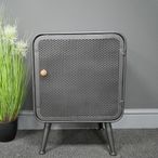 Bedside Cabinet - 1 Door - Grey Metal Mesh