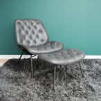 Dining Chair with Footstool - Grey Faux Leather