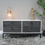 Storage Cabinet - Black and White Mango Wood
