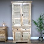 Hall Cabinet - Mango Wood and Rattan - Tall