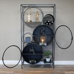 Display Cabinet - Black Metal and Glass - Round Shelves