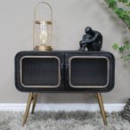 Cabinet - Black Metal - 2 Door - Retro - Small - with Gold Legs