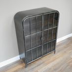 Display Cabinet - Black Metal and Glass - 2 Door - Curved