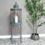 Blue Metal Lantern - Large - with Stand