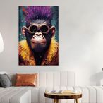 Purple Hair Gorilla Tempered Glass Wall Art