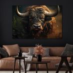 Bull Tempered Glass Wall Art