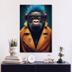 Blue Hair Gorilla Tempered Glass Wall Art