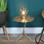 Side Table - Gold Metal - Leaf