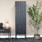 Hall Cabinet - Black - 1 Door - Tall - Metal & Wood