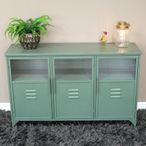 Sideboard - 3 Door - Green Metal - Medium - 120cm - Industrial