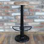 Barstool - Set of 2 - Black Metal and Wood - Round