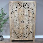 Hall Cabinet - Carved Mango Wood - 2 Door - Tall
