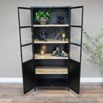 Display Cabinet - 2 Door - Black Metal - Industrial