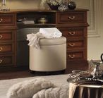 Nostalgia Pouf - Round - Leather - Ivory - Walnut