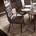 Roma Dining Chair - Leather Upholstered - Capitonne - Walnut