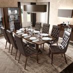 Roma Dining Set - Butterfly Extending - Walnut - with Capitonne Leather Chairs - Variant Available