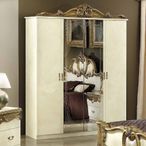 Barocco Wardrobe - 4 Door - with Mirrors - Ivory and Gold
