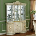 Leonardo Display Cabinet - 3 Door - Ivory Gloss and Gold