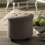 Nostalgia Pouf - Round - Leather - Bianco Antico