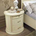 Siena Bedside Cabinet - 3 Drawer - Oval - Ivory