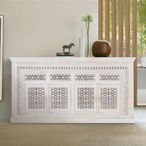 Lomax Sideboard - White Carved Mango Wood - 4 Door - Extra Large - 190cm