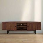 Paloma TV Unit - Fluted Acacia Wood - Curved - 2 Door - Large