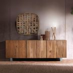 Monza Natural Acacia Wood - 6 Door Extra Large Sideboard - 220cm
