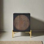 Refton Bedside Cabinet - Carved - Dark Mango Wood - 1 Door