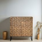 Pinole Hall Cabinet - Copper Geometric - Mango Wood - 2 Door