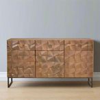 Pinole Sideboard - Copper Geometric - Mango Wood - 3 Door - Medium - 140cm