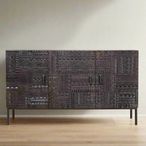 Macedonia Sideboard - Carved Dark Mango Wood - 3 Door - Medium - 150cm