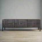 Macedonia TV Unit - Carved Dark Mango Wood - 3 Drawer - Large