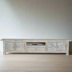Soleil Storage Large TV Unit - White Washed - Mango Wood