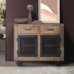 Noemi Industrial Style Mango Wood - 2 Door Small Sideboard - 100cm