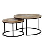 Minziro Coffee Table - Mango Wood - Painted - Round - Set of 2