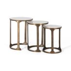 Pangaani Nest of Tables - White Marble and Metal - Round - Set of 3