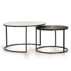 Minziro Coffee Table - White and Black - Round - Set of 2