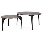 Kaboni Coffee Table - Bronze and Gold Metal - Round - Set of 2