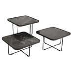 Ukwaheri End Table - Black Marble - Square - Set of 3