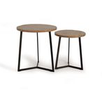 Vibambani End Table - Solid Wood - Round - Set of 2