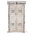 Imbery Wardrobe - 2 Door - Distressed White Carved - Mango Wood