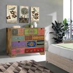 Nazlini Cabinet - Mango Wood - Painted - Multi Drawer - Wide