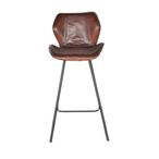 Caiziwan Barstool - Brown Leather - with Back - Set of 2