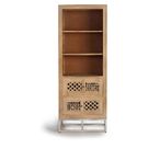 Hiram Tall Bookcase - Carved Mango Wood - 2 Drawer